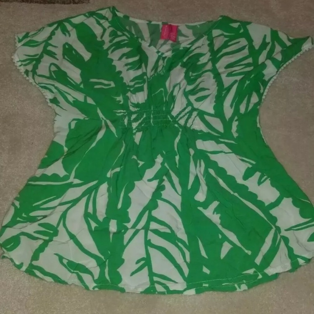 Lily Pultzer green and white top Size Large